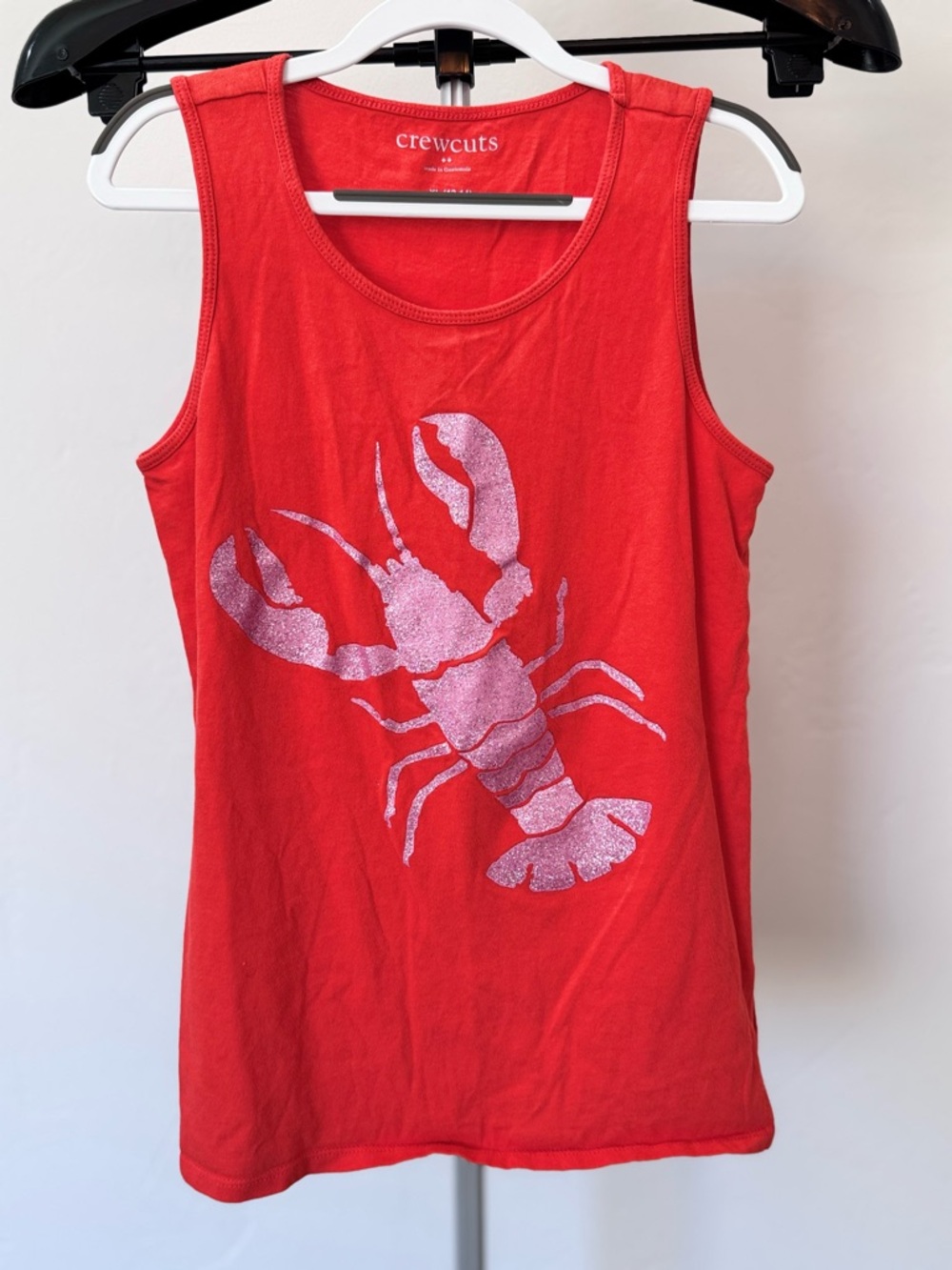 Crewcuts Orange Tank Top with Pink Glitter Lobster Graphic Size XL (12-14)